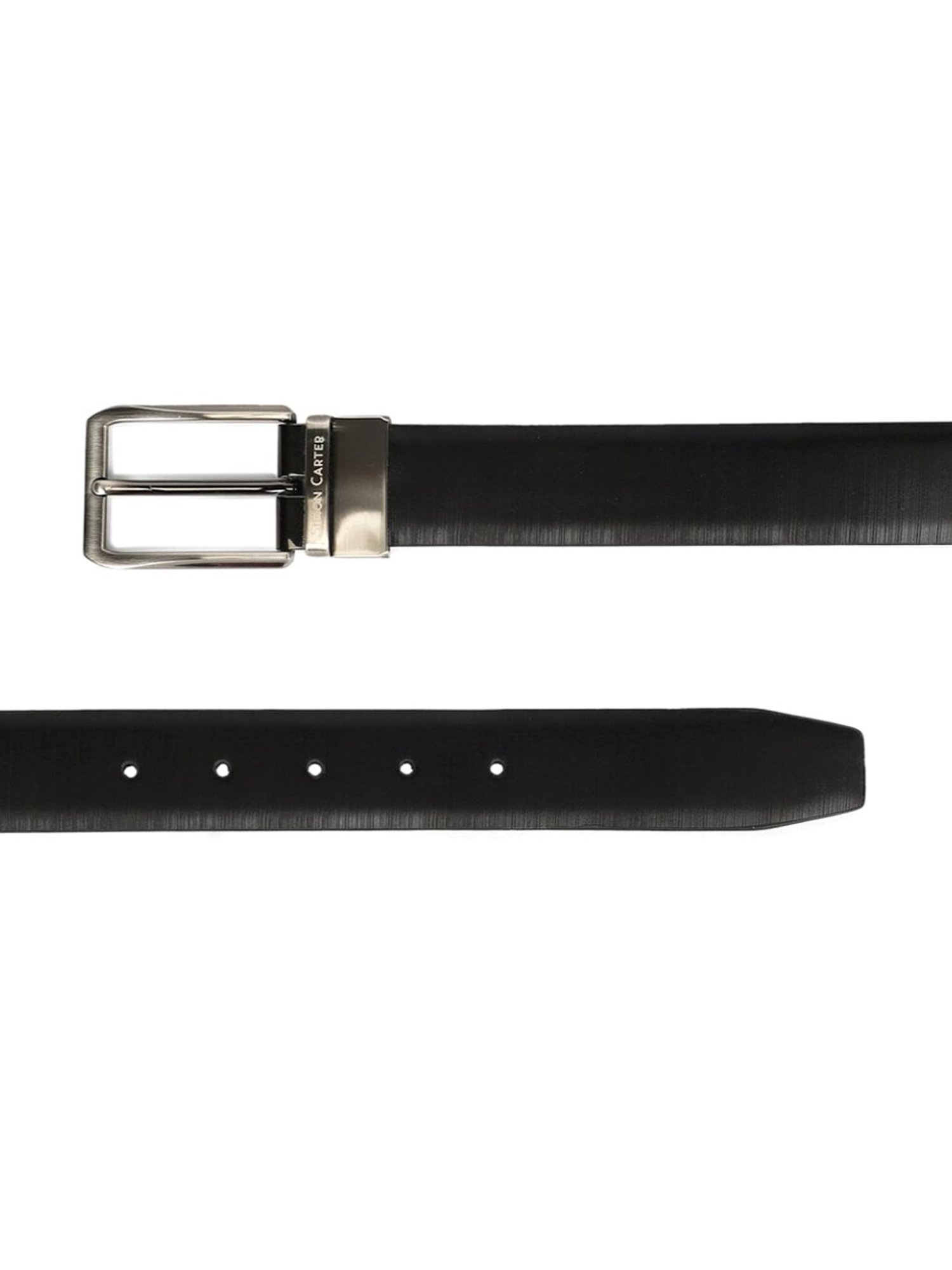 Simon Carter Black Leather Textured Formal Belt for Men