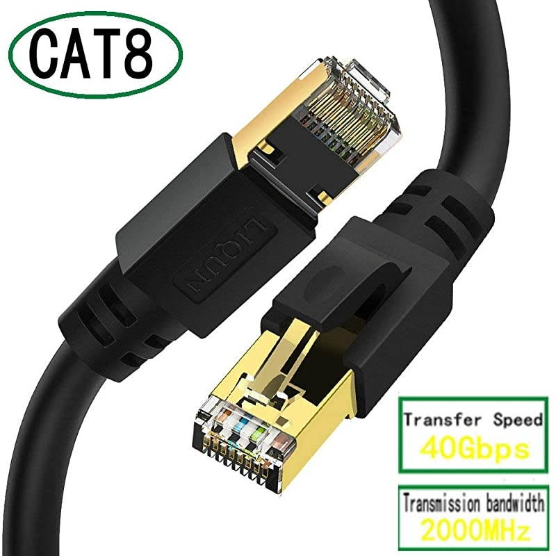 8 Ethernet Cable 60ft LIQUN Internet Cable Lastest 40Gbps 2000MHz High Speed SFTP Patch Cables with Gold Plated RJ45 Connector for Router Modem Gaming Xbox