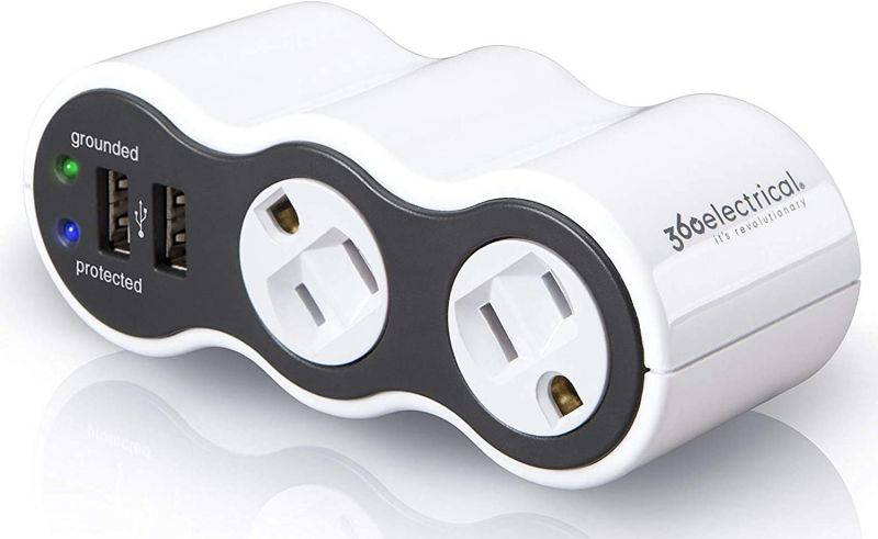 360 Electrical 36052 White Surge Protector, 5-Outlet + 2 USB + 4 ft. Cord