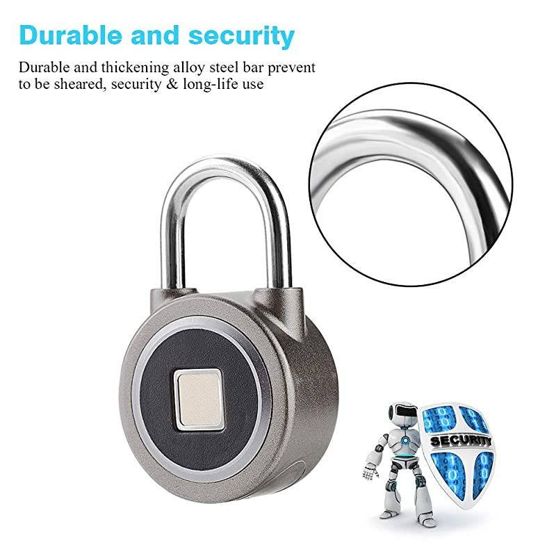 Padlock, Bluetooth Lock, APP, IP65 Waterproof, Smart Padlock with Keyless Biometric Suitable for Gym, Sports, Bike, School, Cabinet, Garage and Storage
