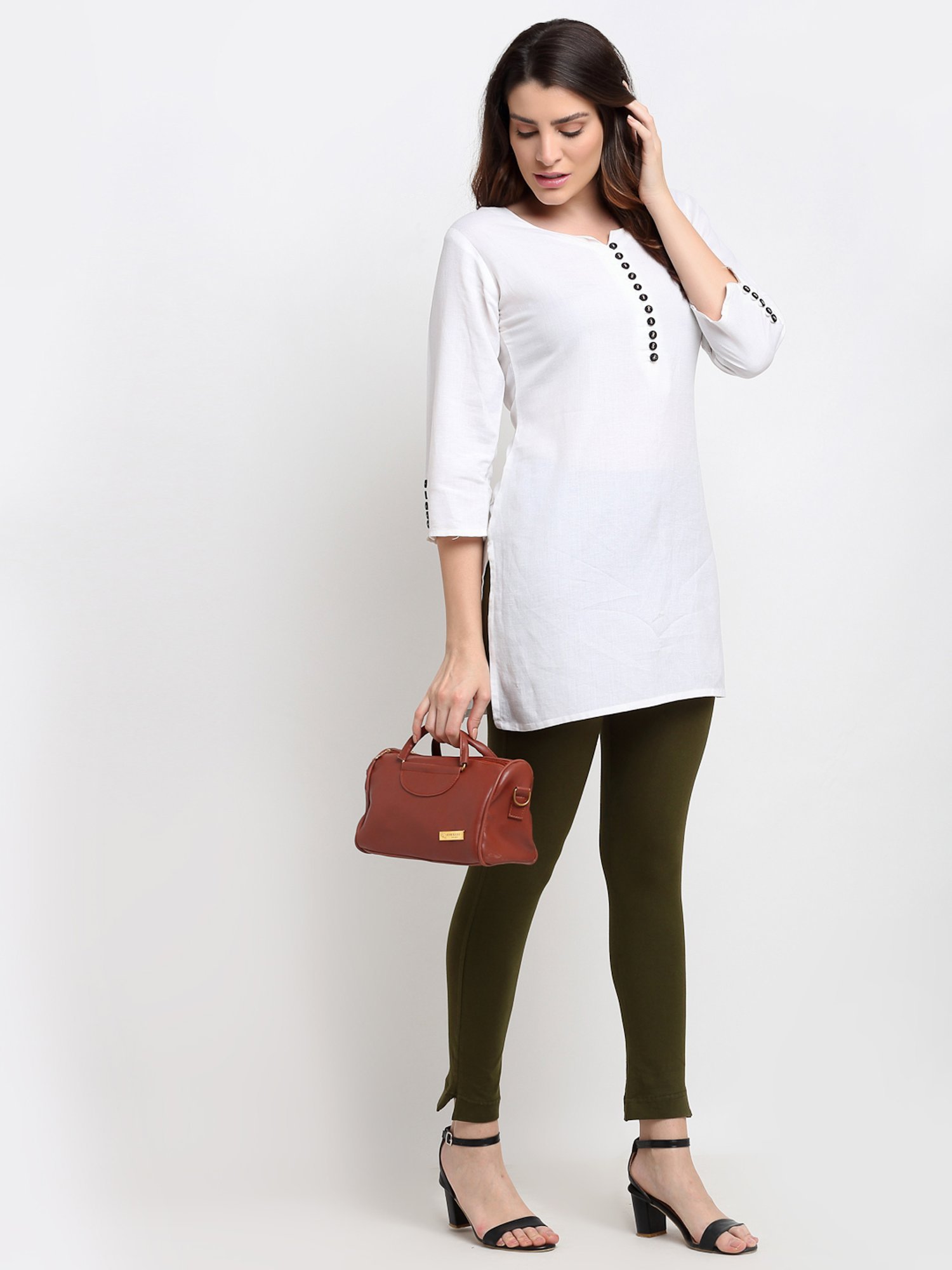 TAG 7 Olive Green & Yellow Cotton Pants - Pack Of 2