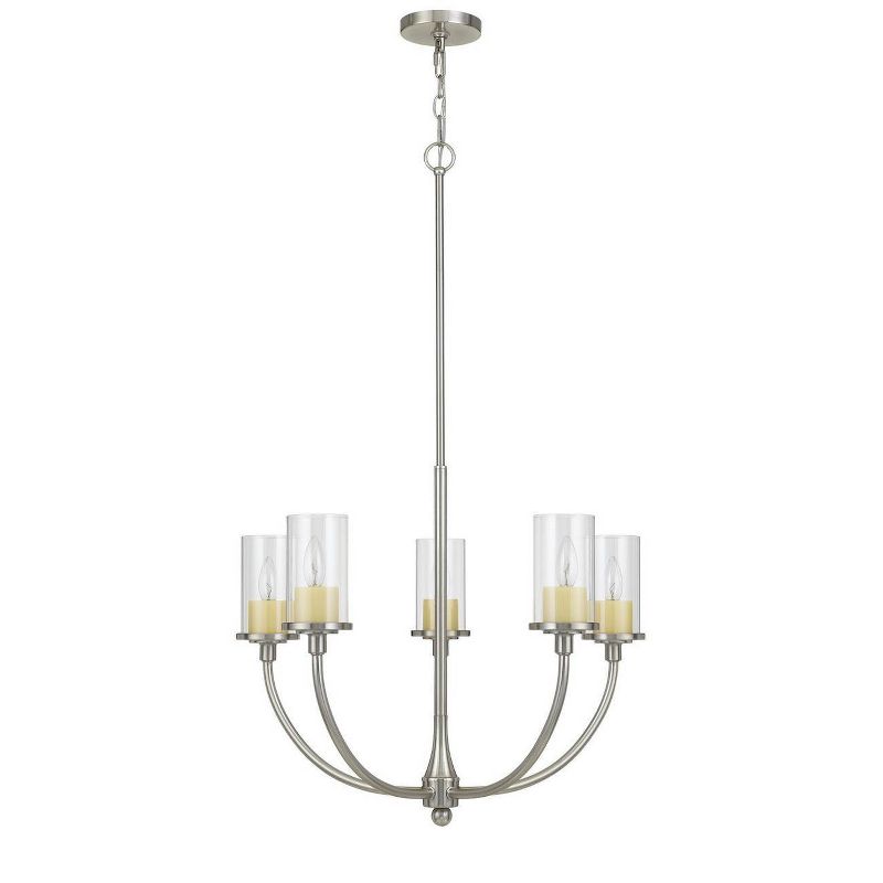 26.5" x 26.5" x 41.5" Metal Chandelier with Glass Shade Brushed Steel - Cal Lighting