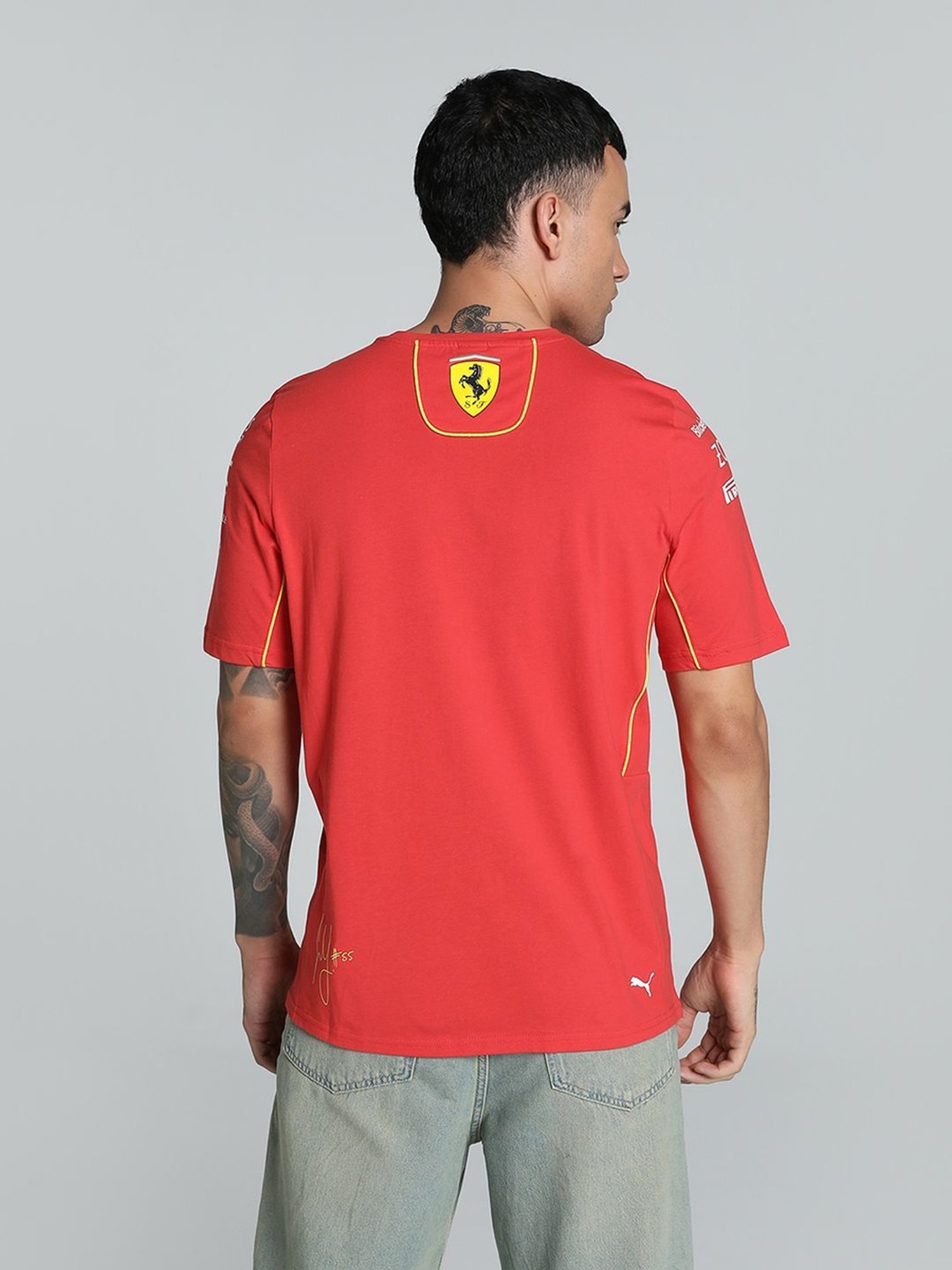 Puma Red Cotton Regular Fit Printed T-Shirt