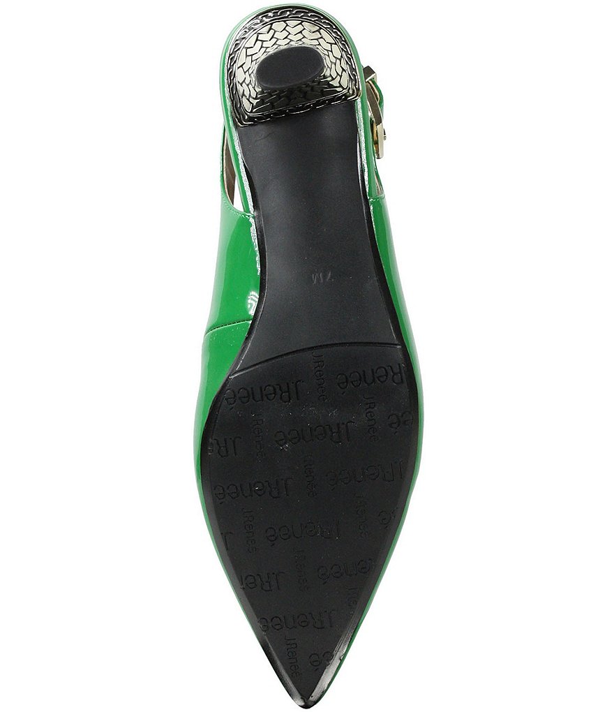 J. Renee Mayetta Patent Embossed Heel Sling Pumps
