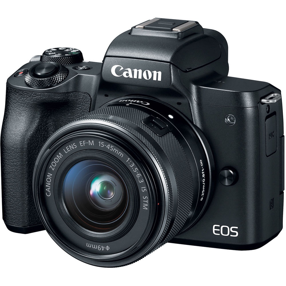 Canon EOS M50 Mirrorless Digital Camera with 15-45mm Lens + LED + UV FLD CPL Filter Kit + Wide Angle & Telephoto Lens + Camera Case + Tripod + 32GB Memory Card - Intl Model