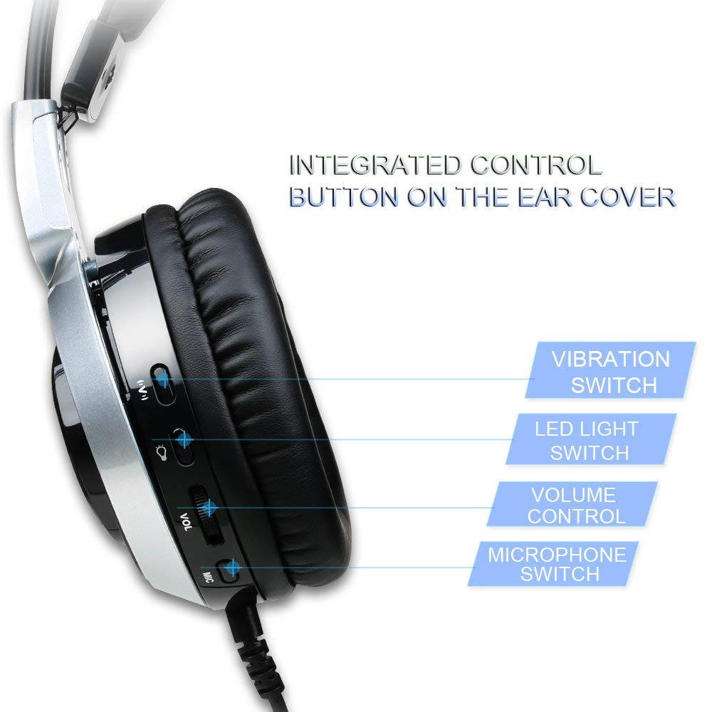 SOMIC G951 USB Plug Stereo Sound Gaming Headset for PC, PS4, Laptop, with Vibration Bass, Mic &RGB LED lights (Black)