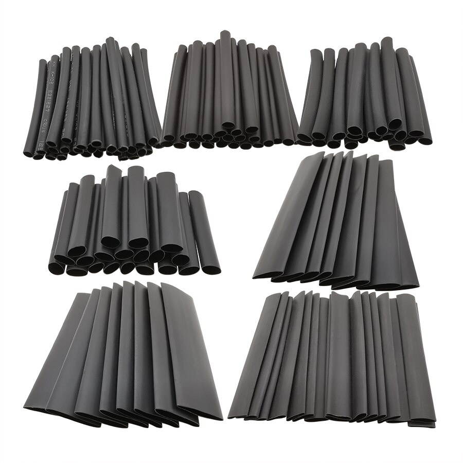 127Pcs/Set Polyolefin Shrinking Assorted Heat Shrink Tube Electrical Wrap Wire Cable Insulated Sleeving Black Heat Shrink Tubing