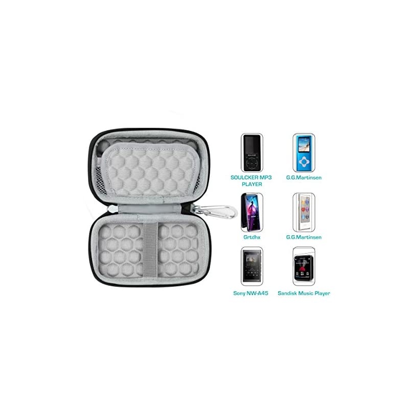 MP3&MP4 Player Carrying Bag Box Storage Case for SOULCKER/G.G.Martinsen/Grtdhx/iPod Nano/Sandisk Music Player/Sony NW-A45 /B Walkman, USB Cable, Earphones, Memory Cards, U Disk, Keys (Silver)