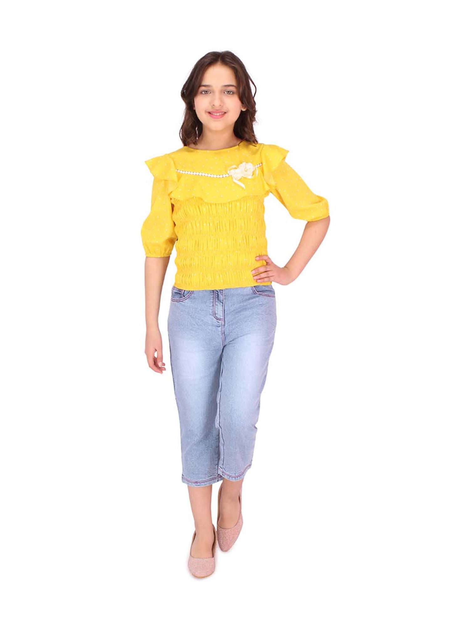 Cutecumber Kids Yellow Printed Top