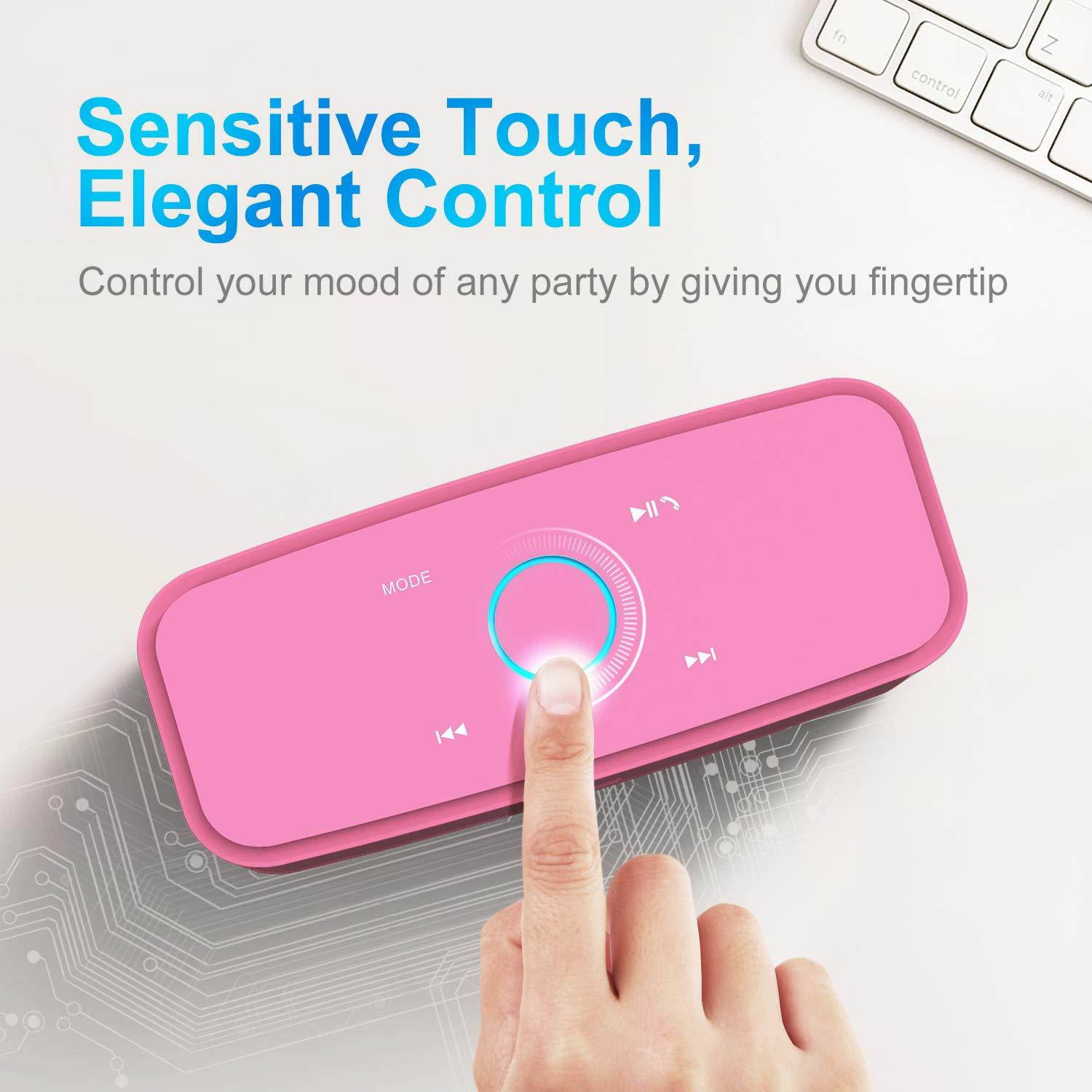 DOSS SoundBox Bluetooth Speaker, Portable Wireless Bluetooth 4.0 Touch Speakers with 12W HD Sound and Bold Bass, Handsfree, 12H Playtime for Phone, Tablet, TV, Gift Ideas[Pink]