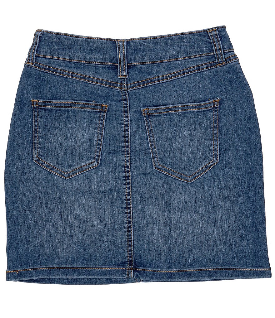 I.N. Girl Big Girls 7-16 Button-Front Denim A-Line Skirt