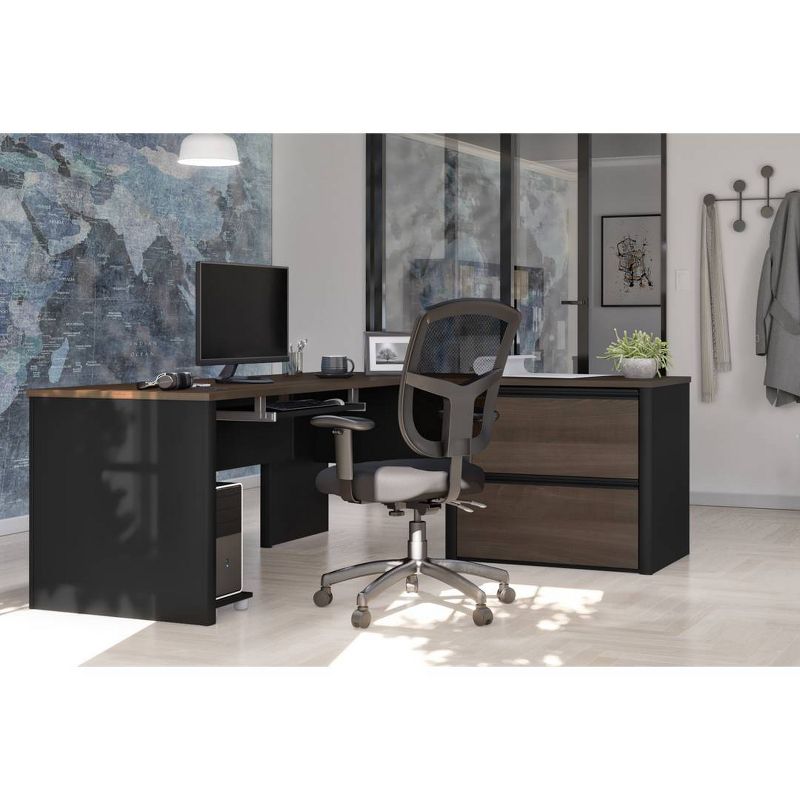 Connexion L Shaped Workstation Antigua/Black - Bestar