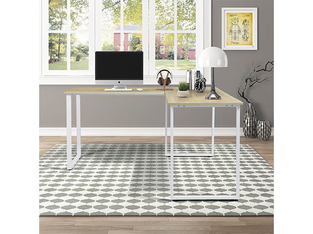 L-Shaped Desk Corner PC Laptop Gaming Table Desk Workstation for Home Office,Oak,GT72