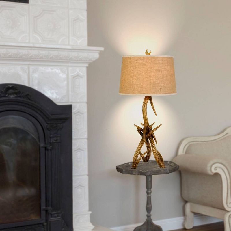 33.25" Drummond Antler Resin Table Lamp with Leatherette Shade - Cal Lighting