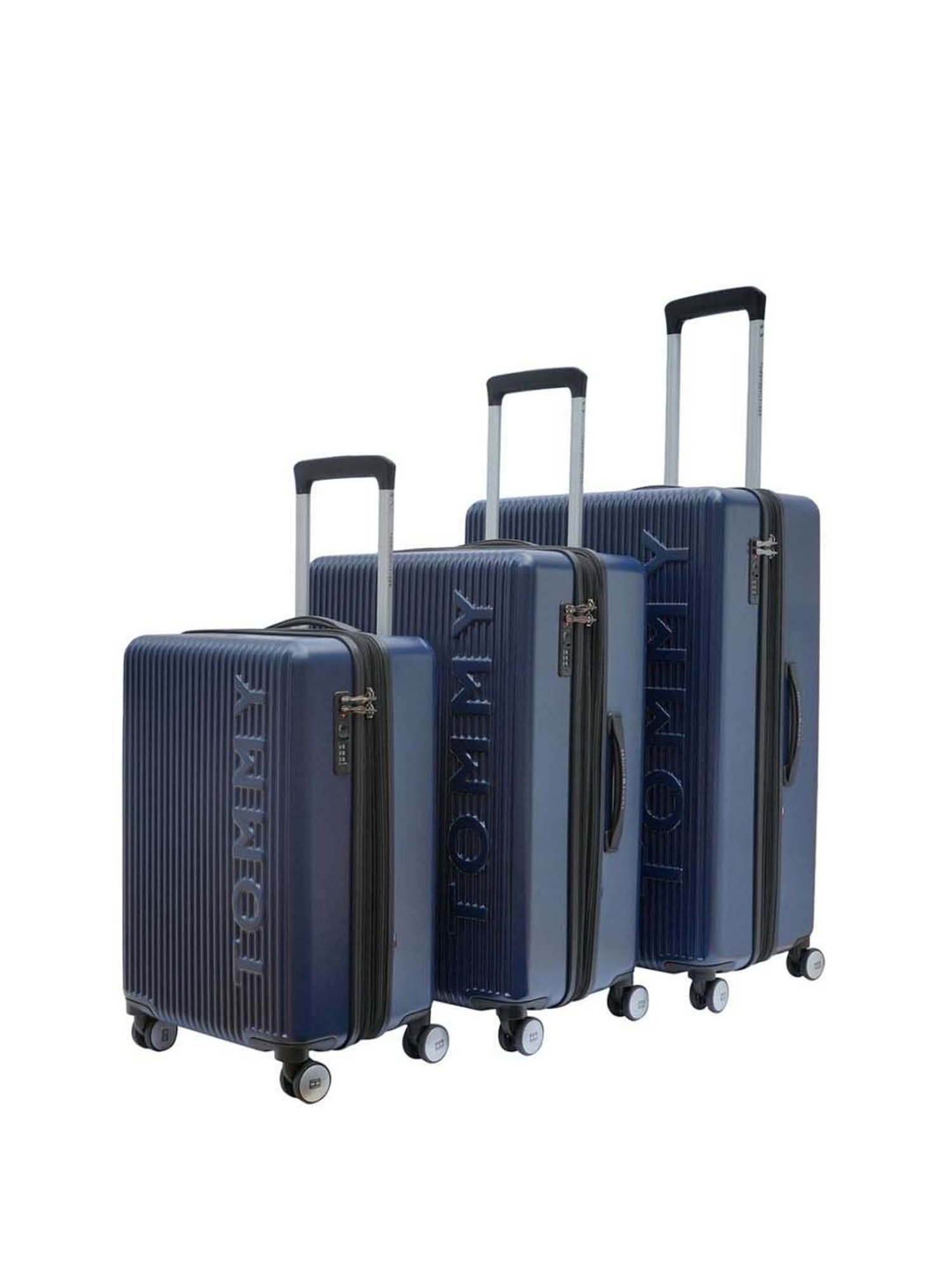 Tommy Hilfiger Empire X Navy Textured Hard Cabin Trolley Bag - 57 Cms