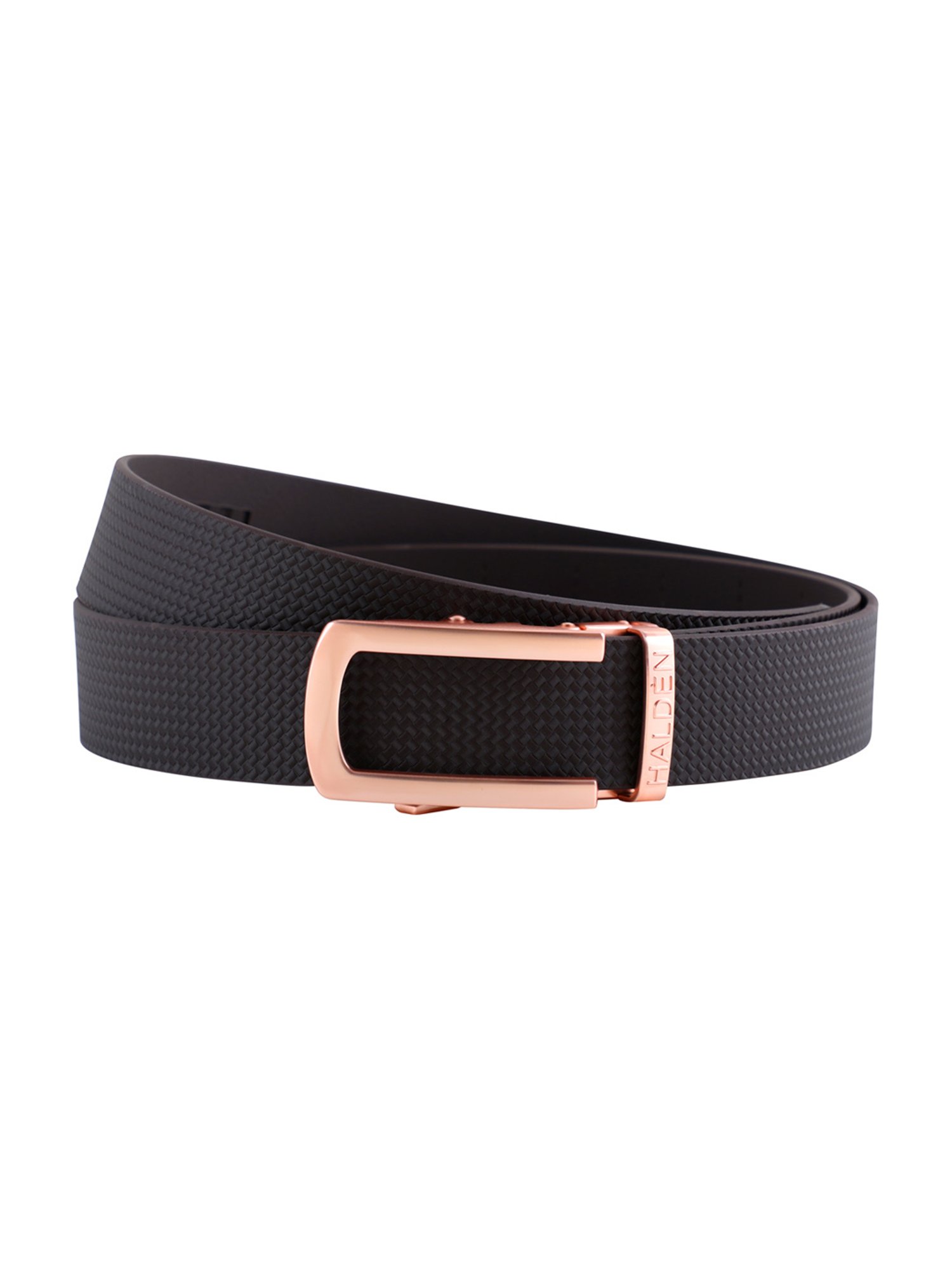 Halden Brown Weave Woven Casual Belt With Classic Black Glossy Buckle
