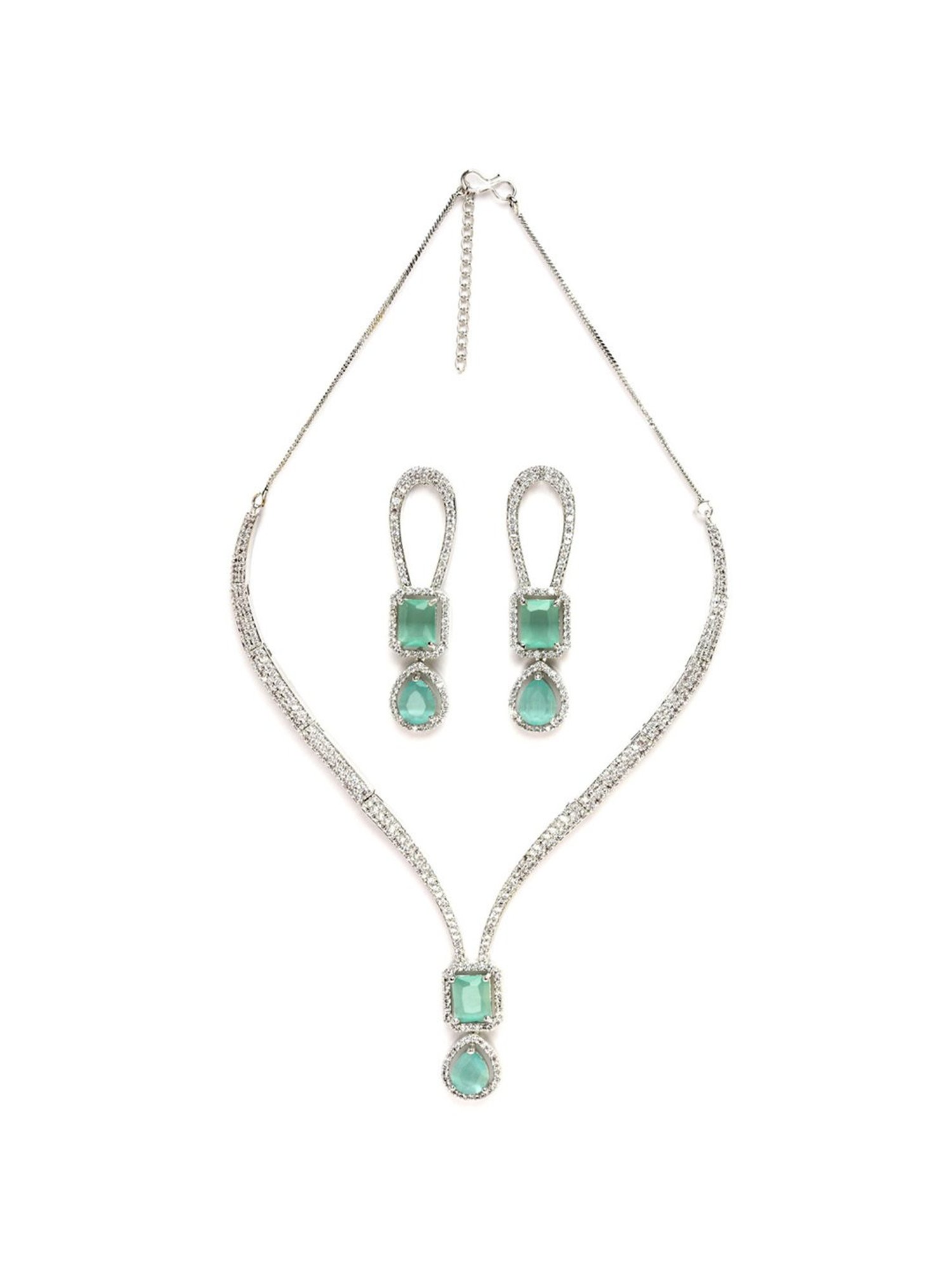 Karatcart Light Green Necklace & Earring Set for Women
