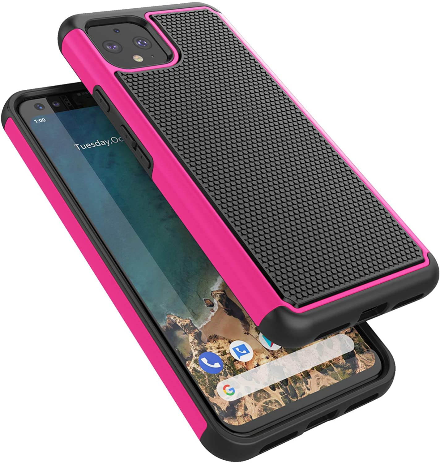 Google Pixel 4 XL Case, 2019 Google Pixel 4XL Cute Case, Tekcoo [Tmajor] Shock Absorbing [Green] Rubber Silicone & Plastic Scratch Resistant Bumper Grip Sturdy Hard Phone Cases Cover