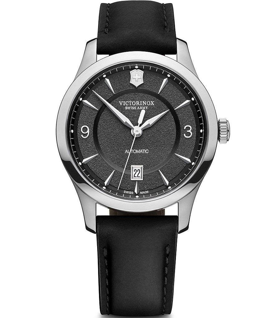Victorinox Swiss Army Mechanical Alliance Black Leather Strap Watch