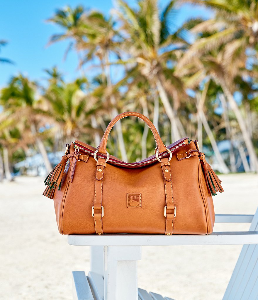 Dooney & Bourke Florentine Leather Tasseled Satchel Bag
