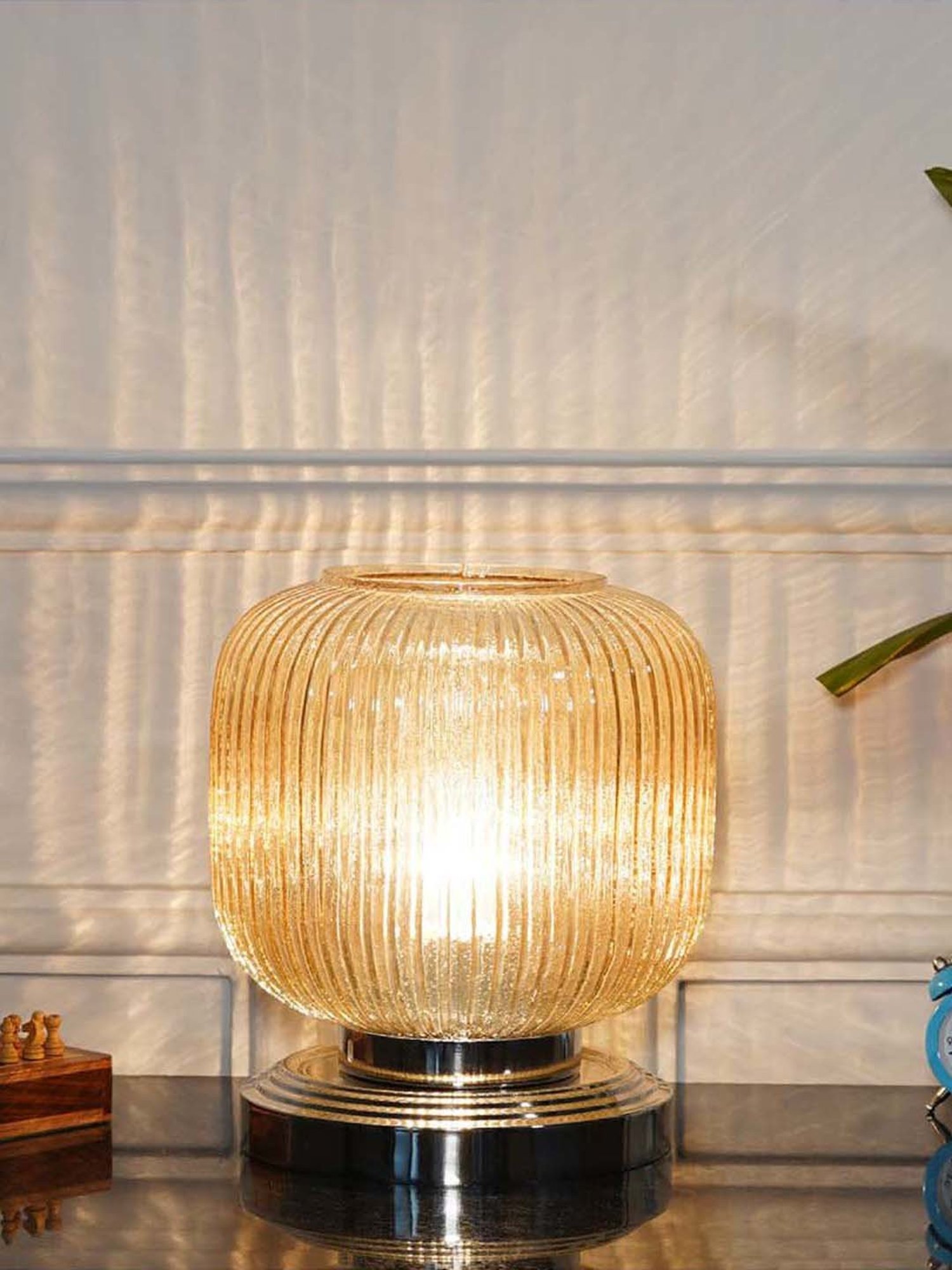 Kapoor Lamp Shades Amber & Gold Glass Sueno Table Lamp