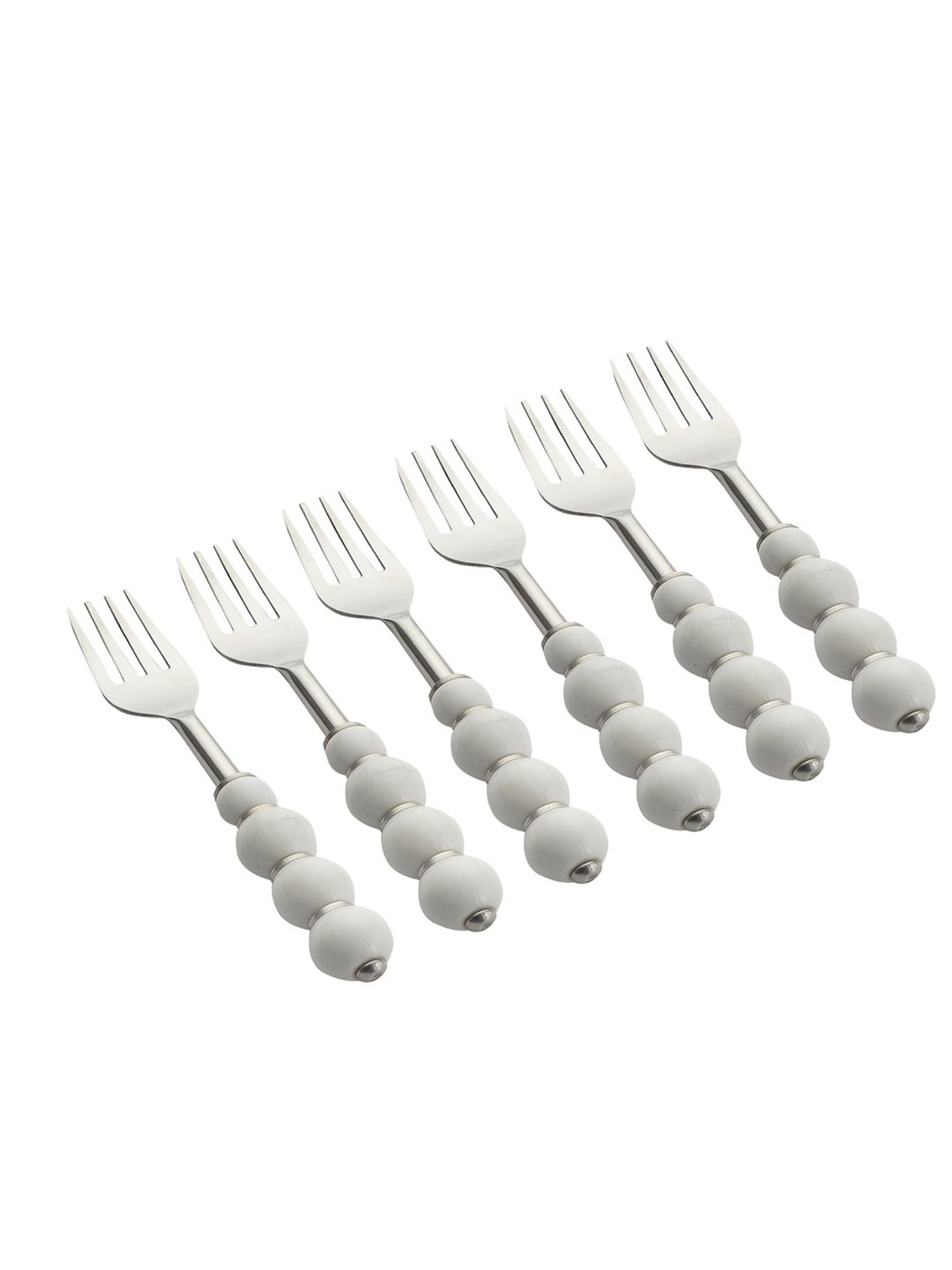 VarEesha White Steel Forks - Set of 6