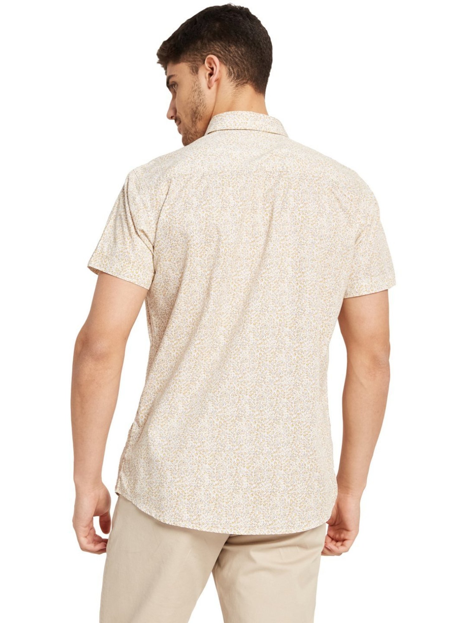 METTLE Lemon Cotton Regular Fit Printed Shirt