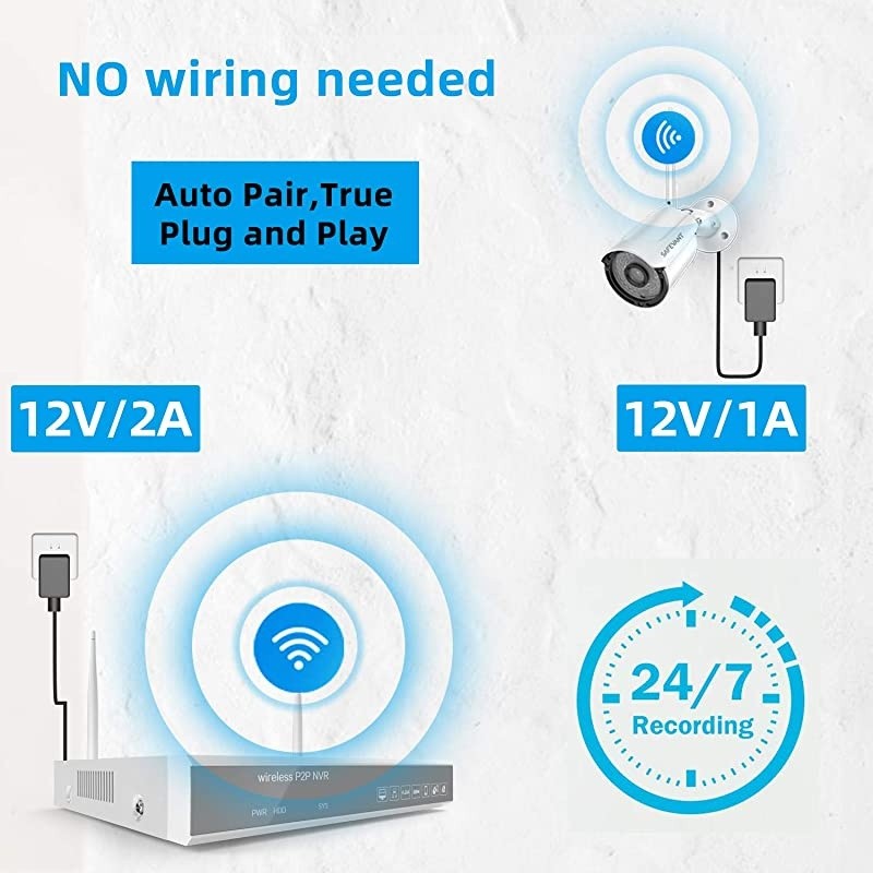 1080P Wireless Security Camera System, 8 Channel Wireless NVR Systems 4PCS 1080P Outdoor Indoor Home Surveillance IP Cameras Night Vision Motion Detection, 1TB Hard Drive Pre-Installed