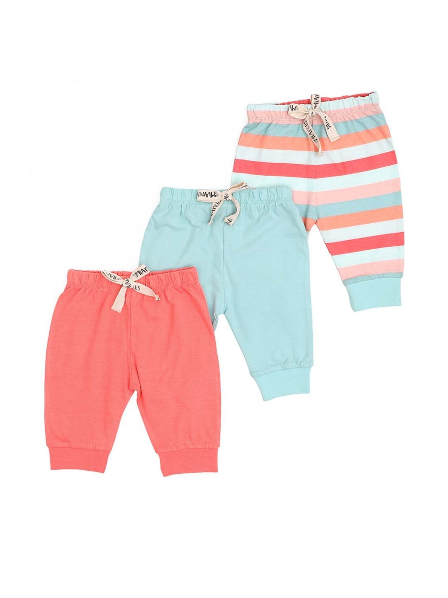 Ed-a-Mamma Baby Multicolor Solid Joggers (Pack Of 3)