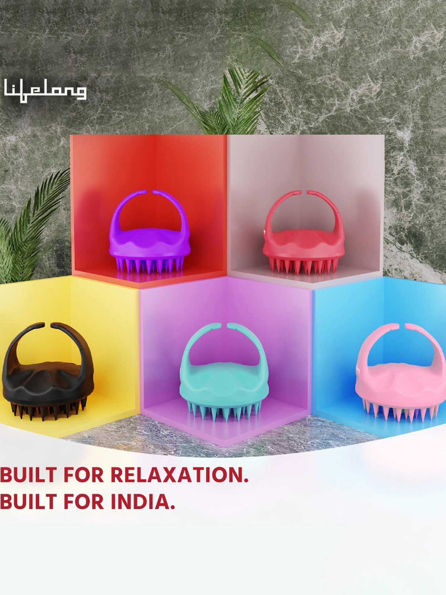 Lifelong LLM657 Silicone Scalp Massager Shampoo Brush with Body Scrubber (Black)