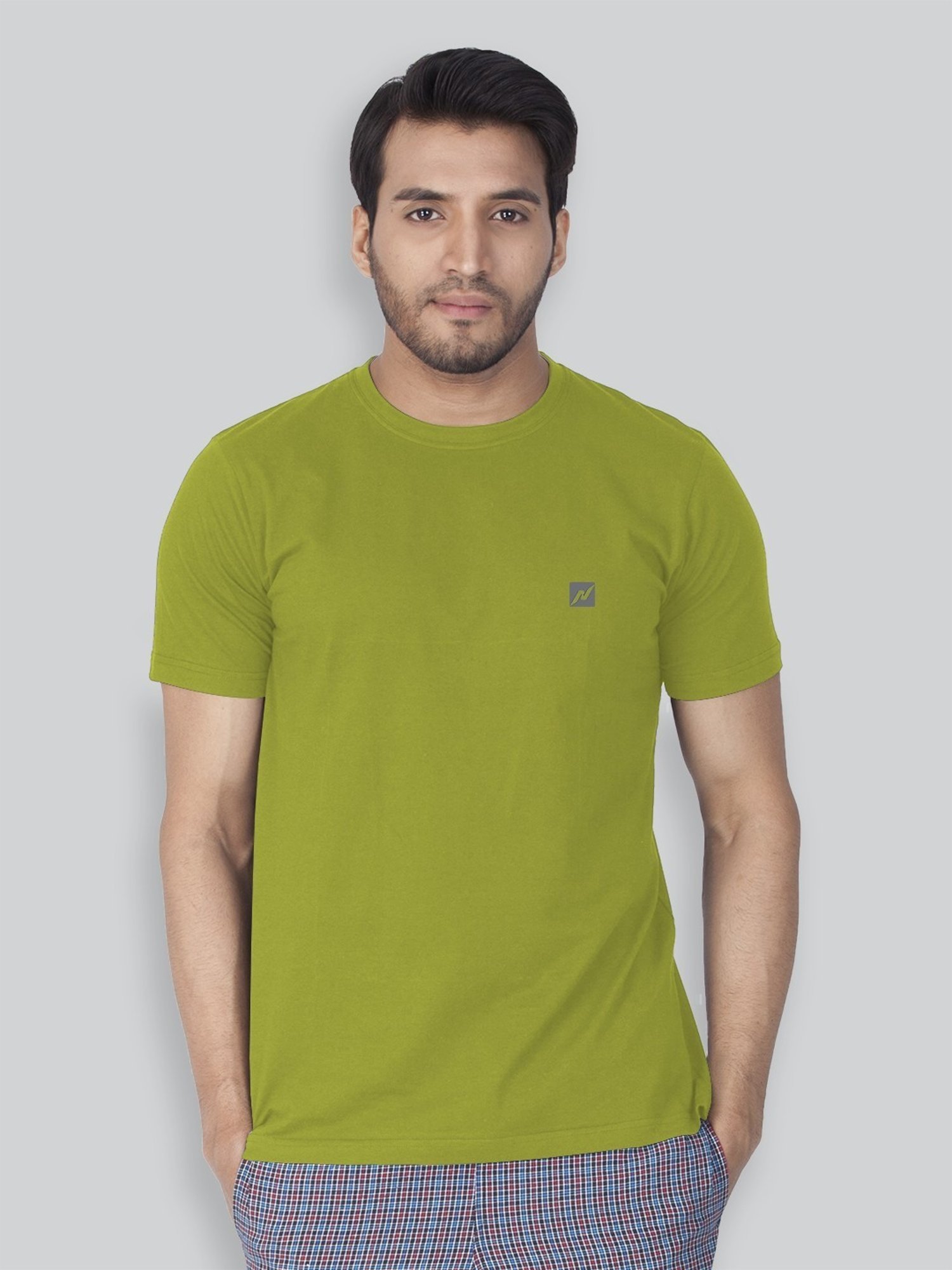 Lux Nitro Turquoise & Olive Green Regular Fit T-Shirt Pack of - 2