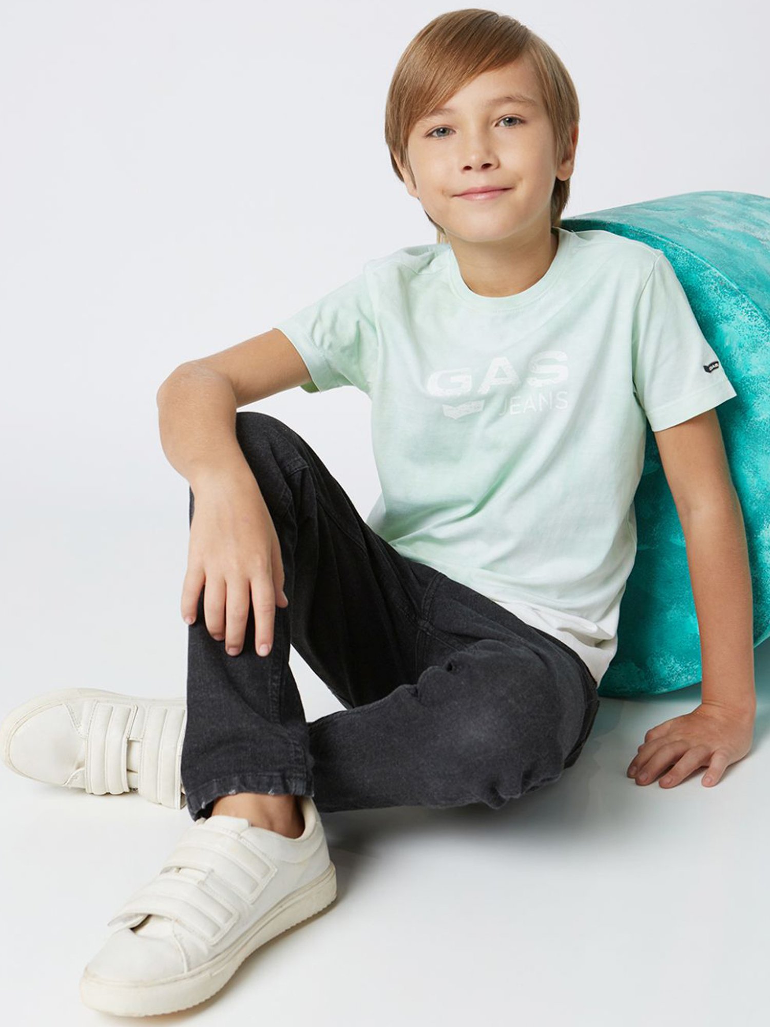 GAS KIDS Green Cotton Printed T-Shirt