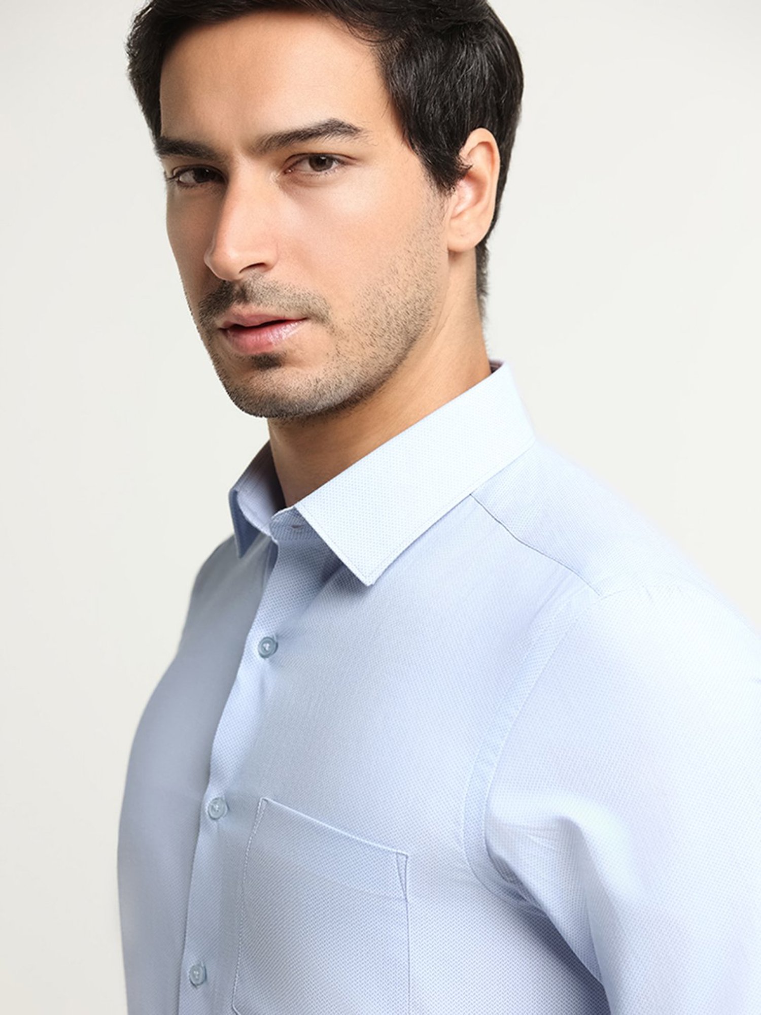 WES Formals by Westside Blue Printed Slim Fit Shirt