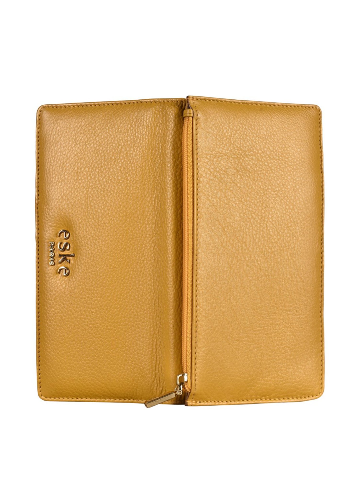Eske Cleo Yellow Solid Bi-Fold Wallet for Women
