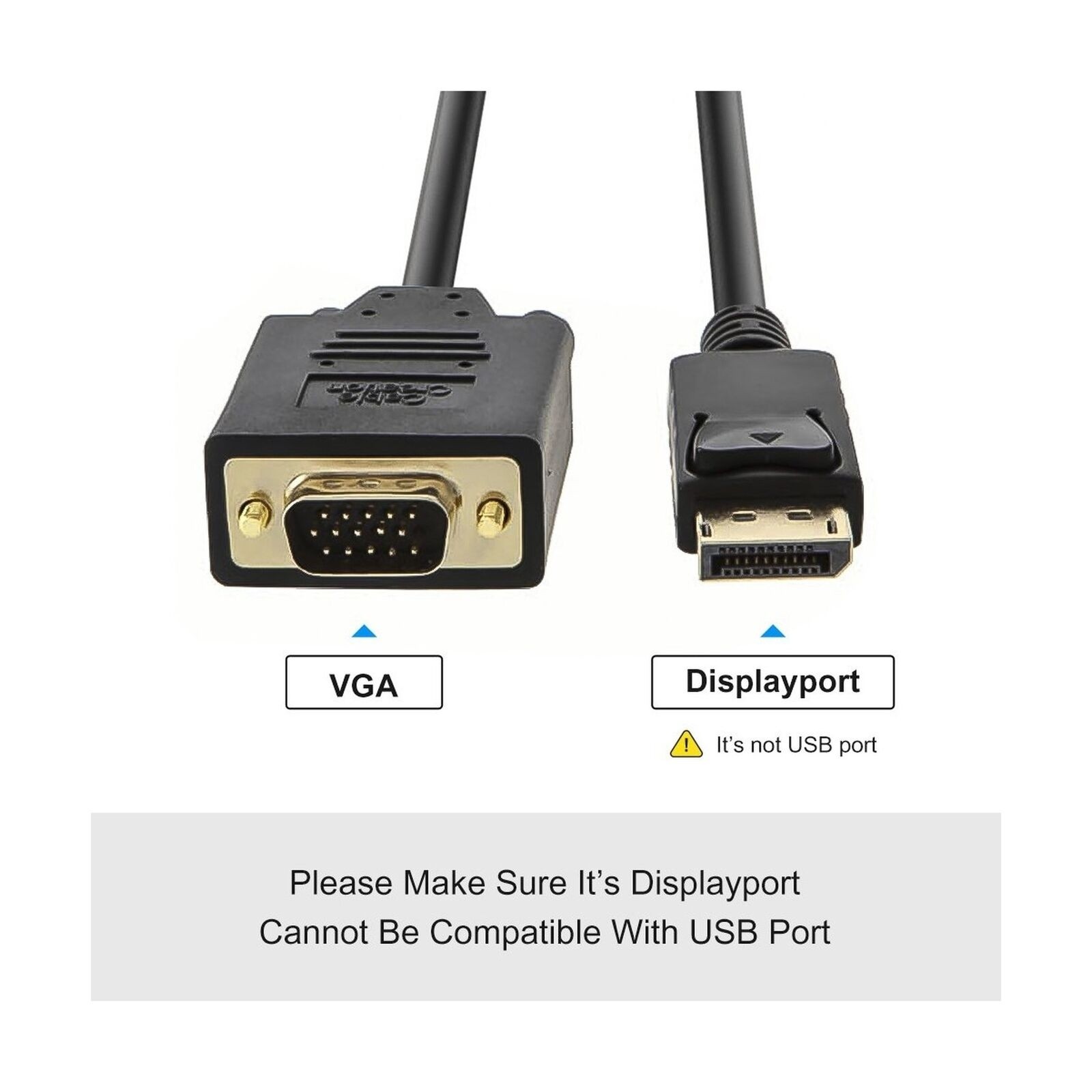 DP to VGA CableCableCreation 6FT Displayport To Vga Cable Gold Plated Standar...