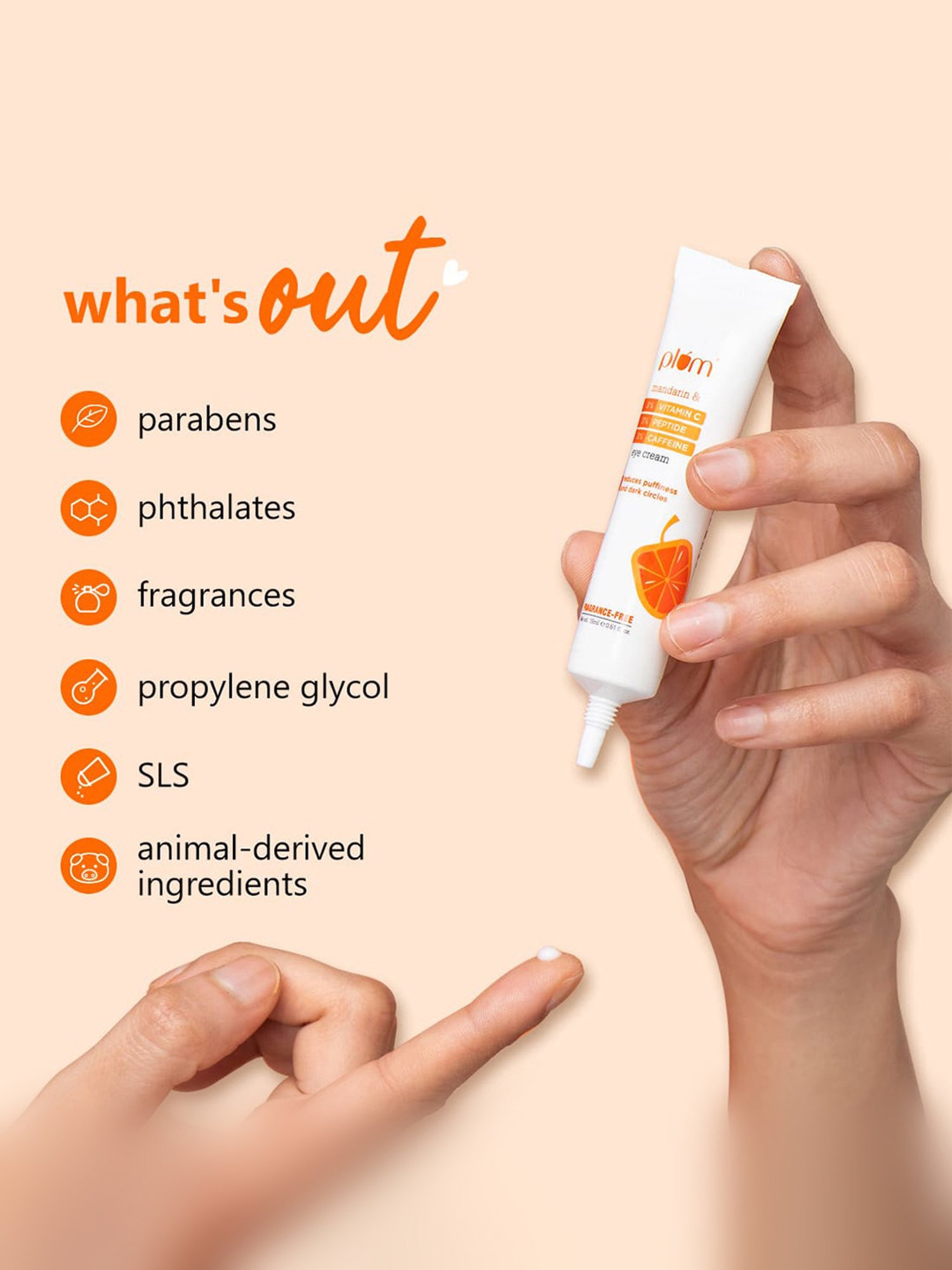 Plum Mandarin & 3% Vitamin C, 3% Peptide, 3% Caffeine Eye Cream - 15 ml