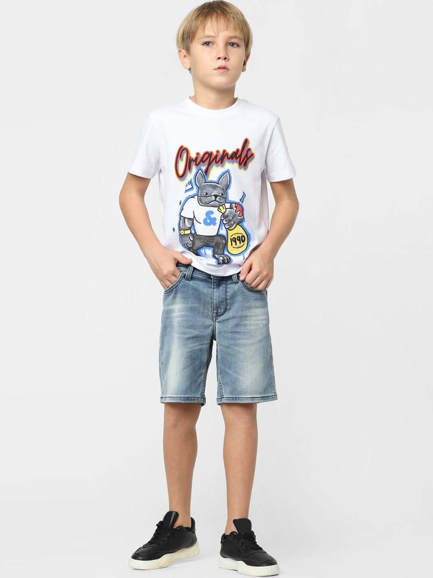 Jack & Jones Junior White Cotton Printed T-Shirt