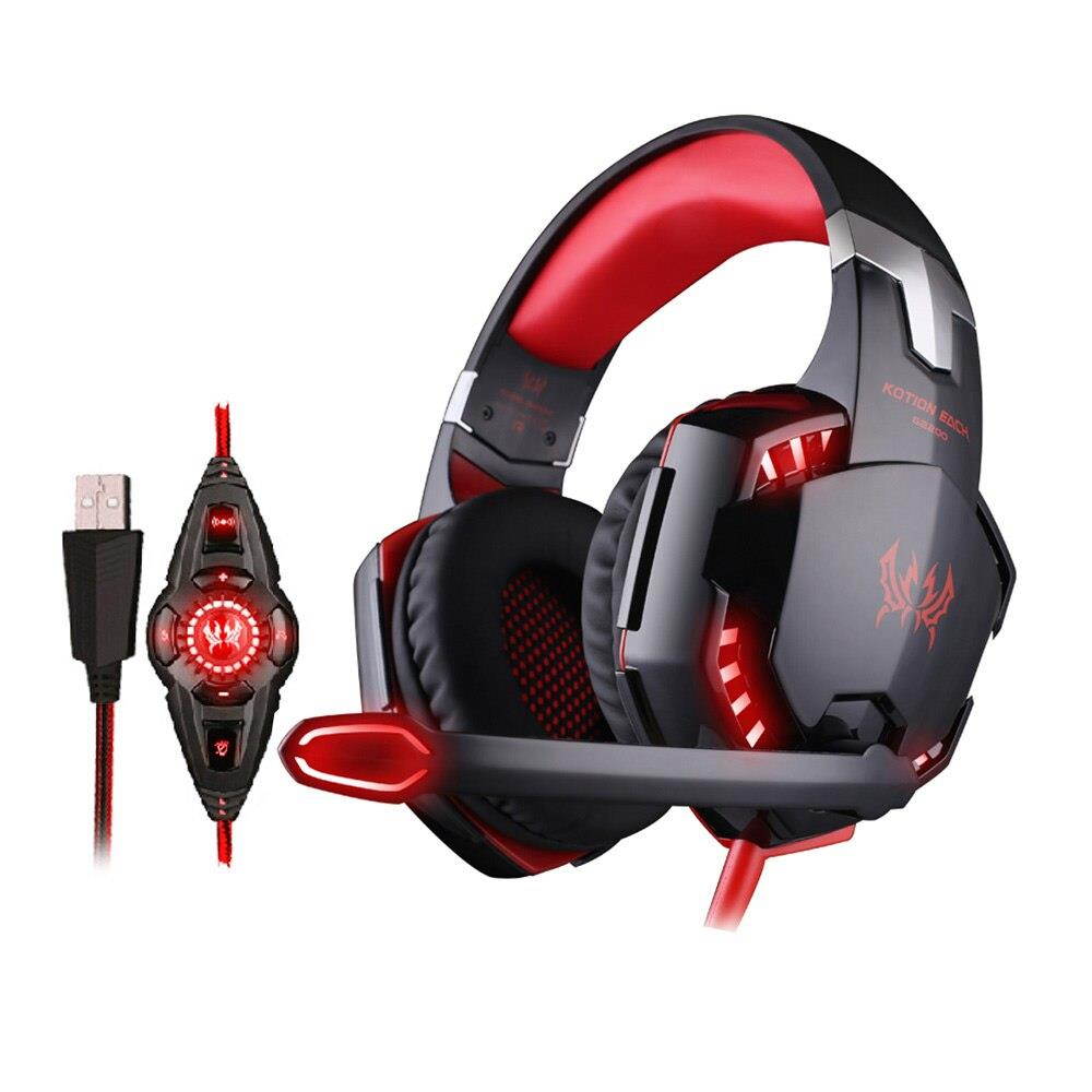 G2200 USB 7.1 Surround Sound Vibration Game Gaming Headphone Computer Headset Earphone Headband with Microphone LED Light