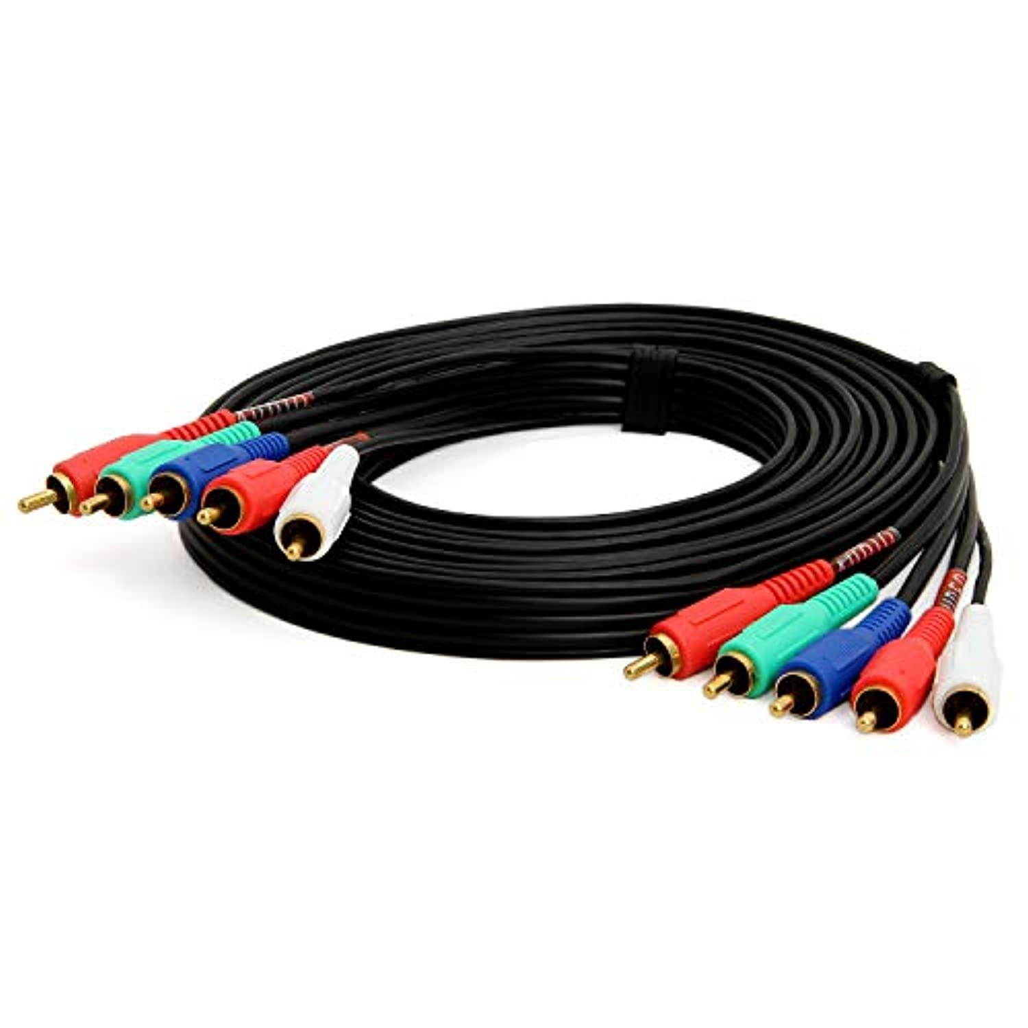 Cmple - Component Video Audio Cable 5-RCA Gold HDTV RGB YPbPr -12 FT
