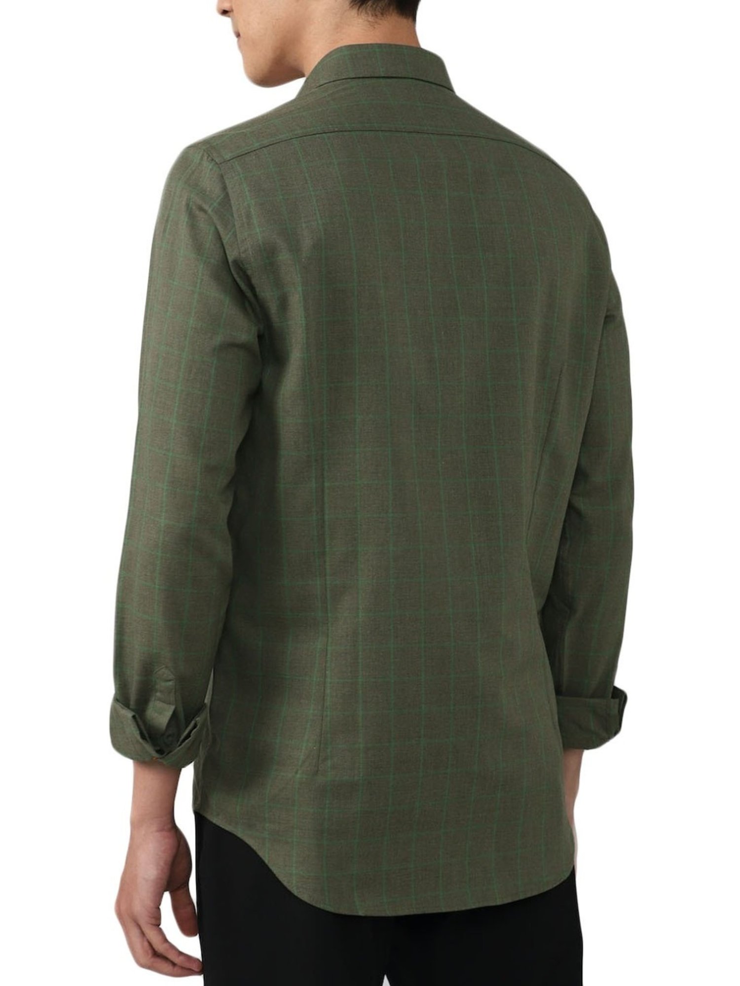 Simon Carter London Olive Checks Slim Fit Shirt