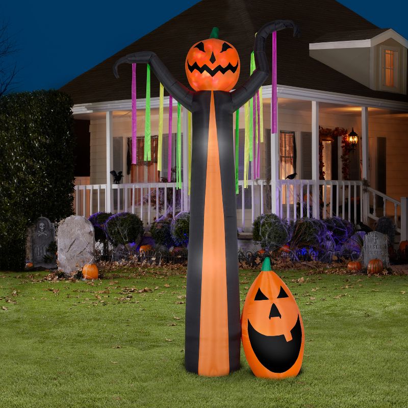 Gemmy Projection Airblown Fire and Ice Frightening Pumpkin Giant Scene (RRY), 12 ft Tall