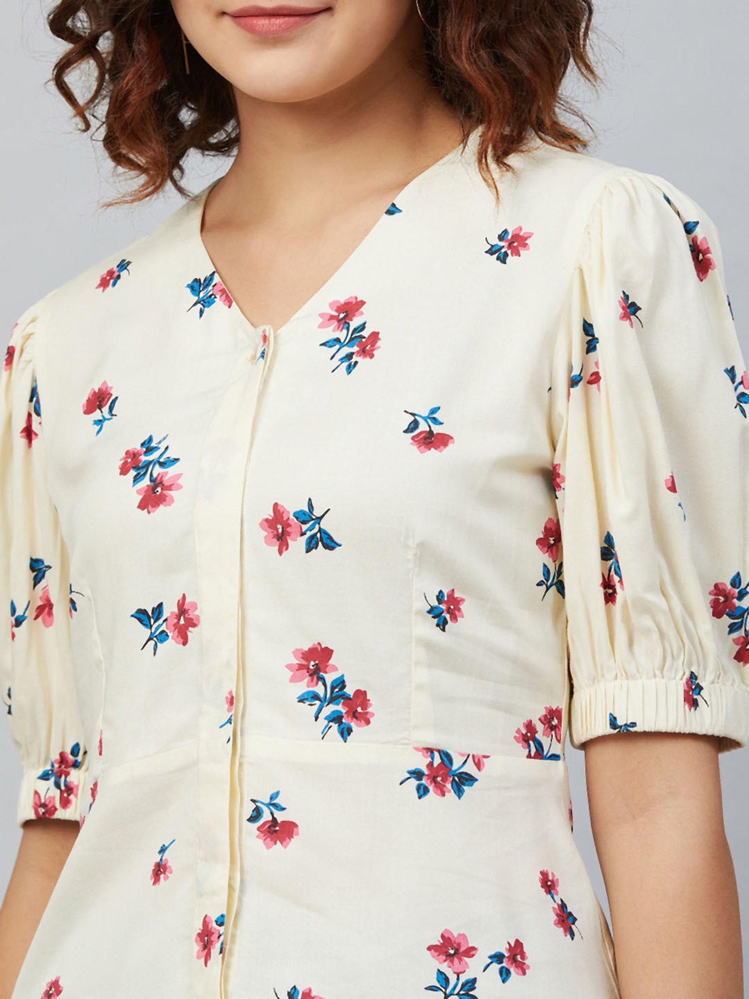 Carlton London Off White Floral Print Top