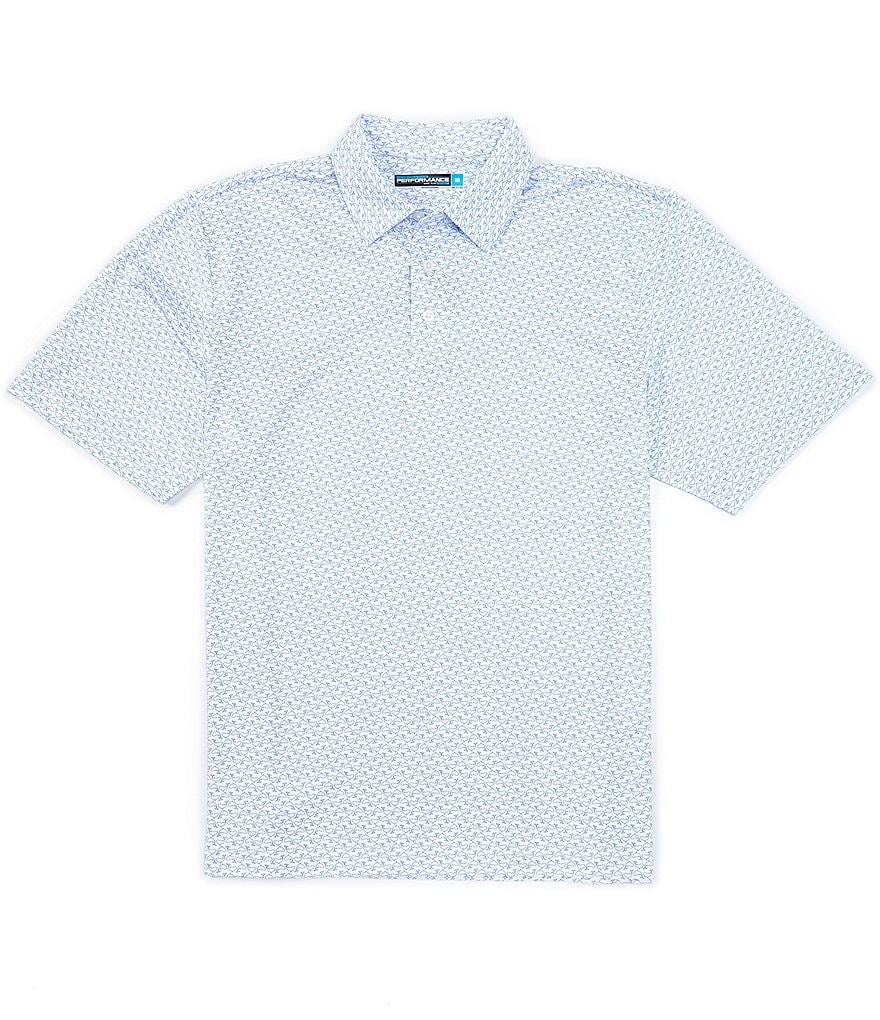 Roundtree & Yorke Performance Short-Sleeve Fish Printed Polo