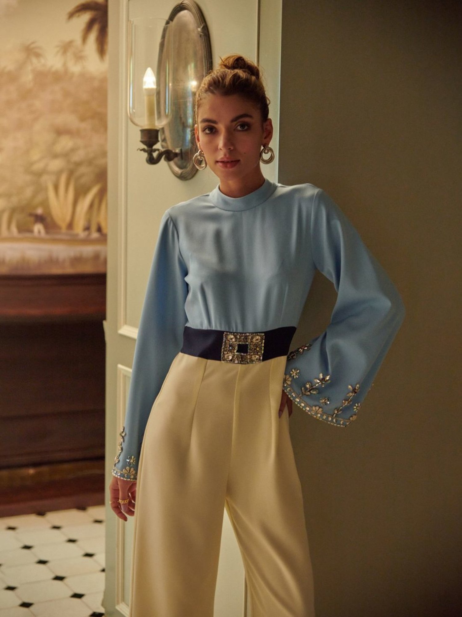 Cin Cin Blue & White Audace Party Edit Kristine Jumpsuit