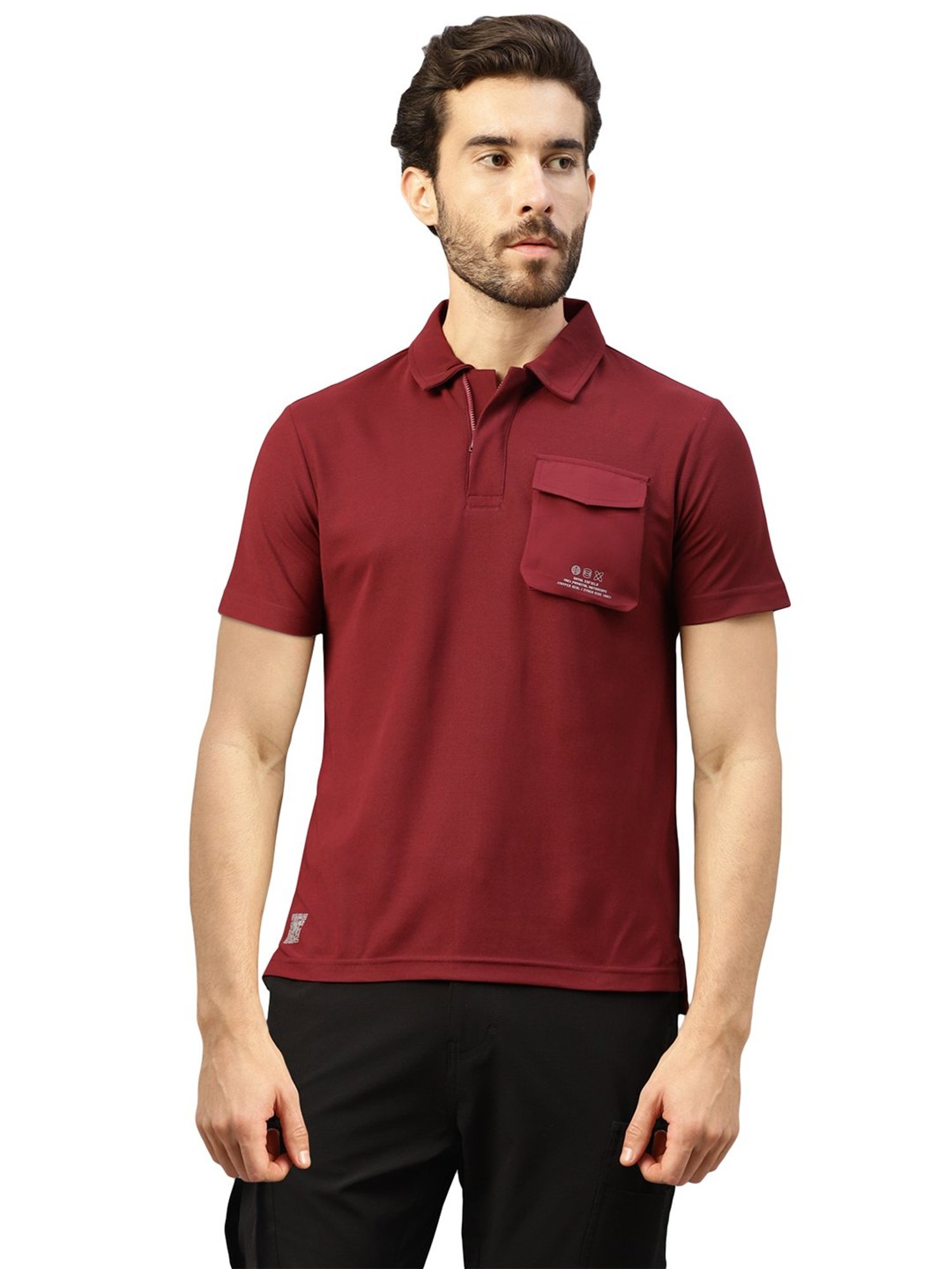 Royal Enfield HYBRID Maroon Regular Fit Polo T-Shirt