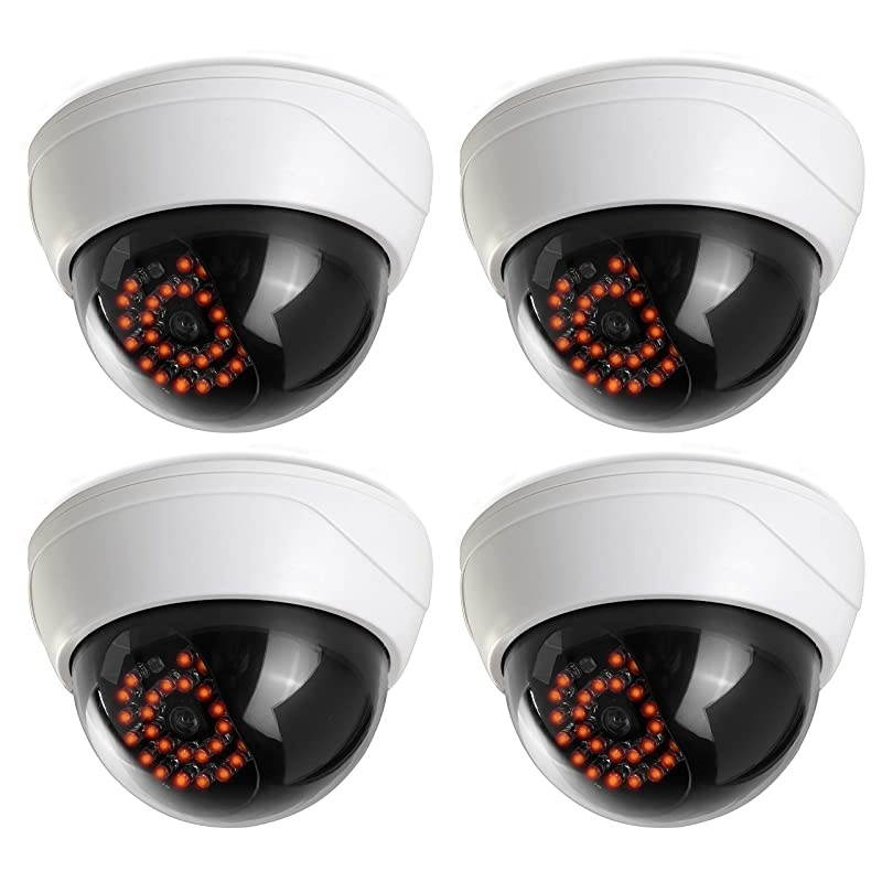 Fake Security Camera 4 Pack CCTV Fake Dome Camera with Realistic Look Recording Red LED Light Indoor and Outdoor Use for Homes Business by