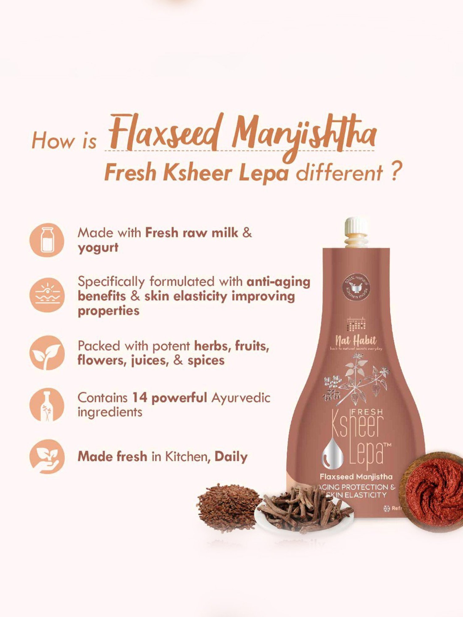 Nat Habit Fresh Flaxseed Manjistha Lepa - 40 gm