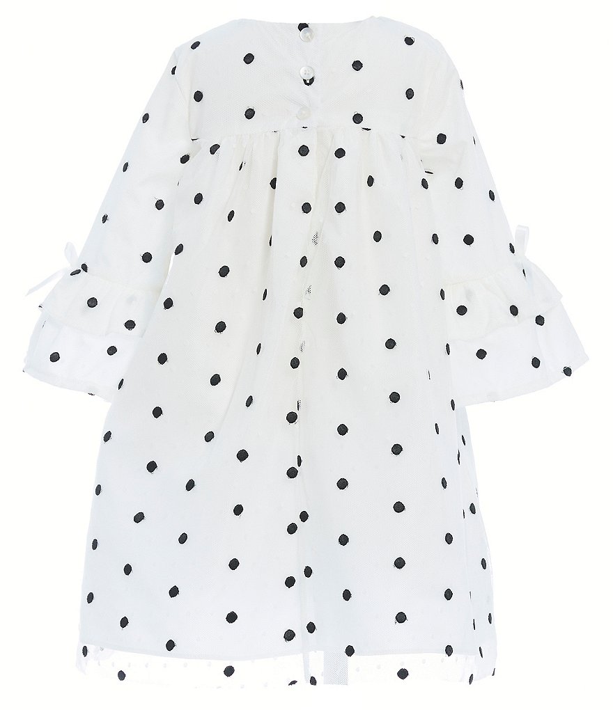 Laura Ashley Little Girls 2T-6X Ruffle-Sleeve Polka-Dot Point D' Esprit Empire-Waist Dress