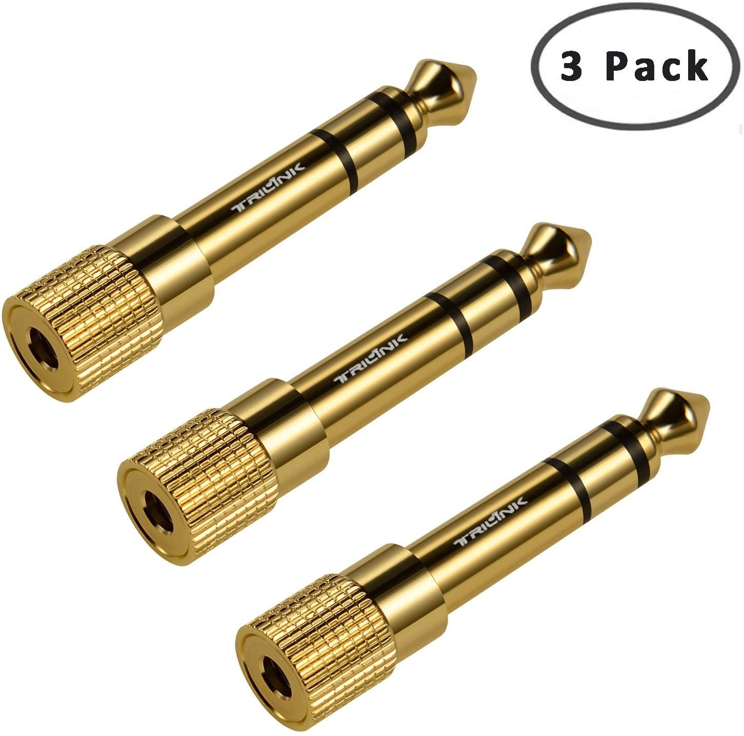 TriLink Stereo Audio Adapter [Gold-Plated Pure Copper ] 6.35mm (1/4 inch) Male to 3.5mm (1/8 inch) Female Headphone Jack Plug 3 Pack