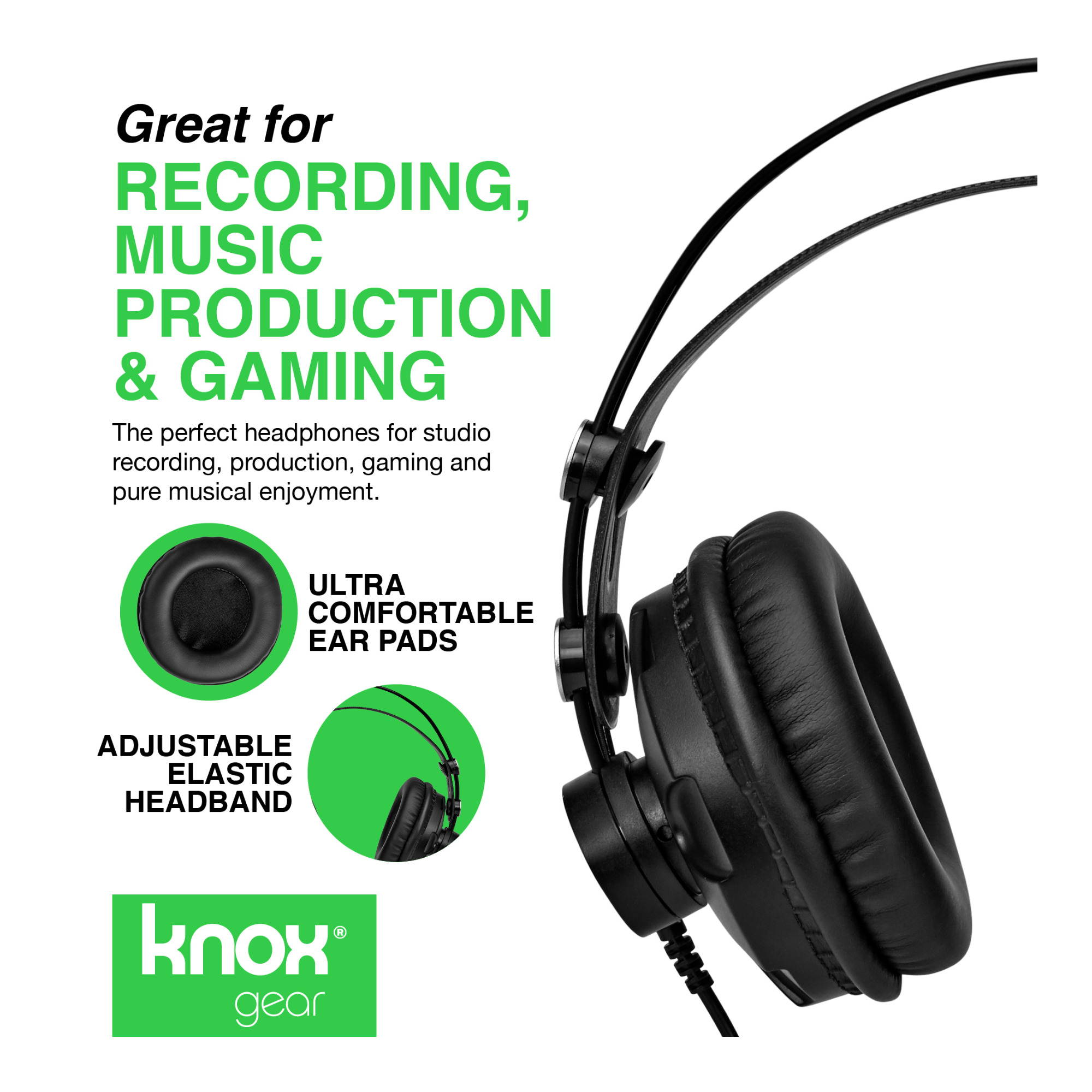 Knox Gear TX-100 Closed-Back Studio Monitor Headphones